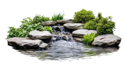 Fleecedeken met foto A tranquil forest river with rippling water and small rocks isolated on transparent background © Promila