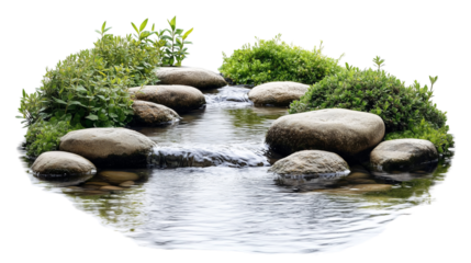 A tranquil forest river isolated on transparent background