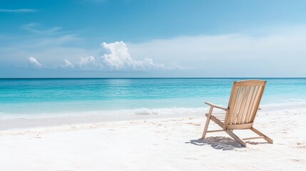 a wooden chair sitting on top of a sandy beach