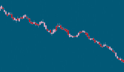 Falling candle stick chart, bear market. Business, trading, investment, market research and stock market and exchange.