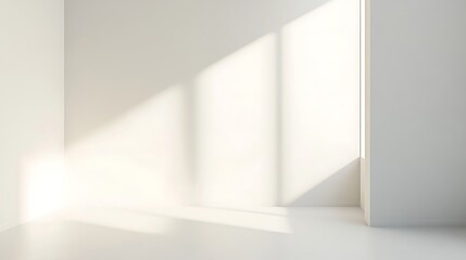 Fototapeta premium Minimalist White Room Corner Sunlight Illumination