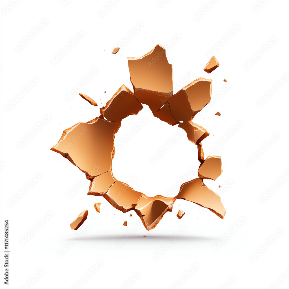 Aufkleber 3d illustration of a dynamic break or explosion effect with jagged edges on a white background.