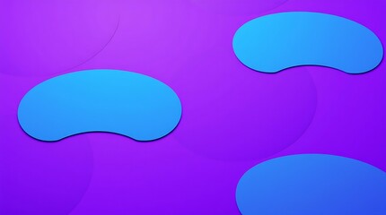 A modern flat design image showcasing a high-angle perspective of a flat pattern. The view is elevated, displaying simple two-dimensional shapes in deep ultraviolet hues with high contrast