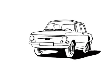 Obraz premium Retro car on a white background. Side view, illustration.