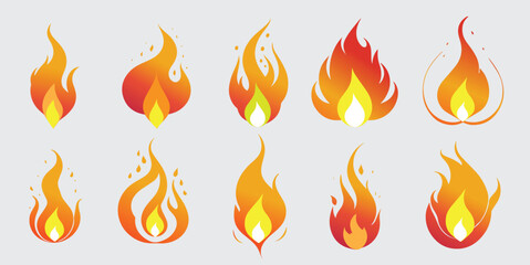 Simple vector flame icons in flat style illustration