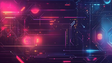 Fototapeta premium Abstract Futuristic Neon Circuit Board Design