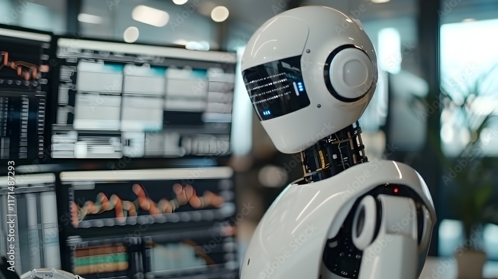 Aufkleber assistant empowering trader in futuristic office environment