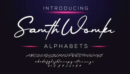 Classic typography serif font. Uppercase, lowercase, ligatures, ampersand, alternate, and number. Vector illustration word. Lettering Minimal Fashion Designs Romance Elegant.