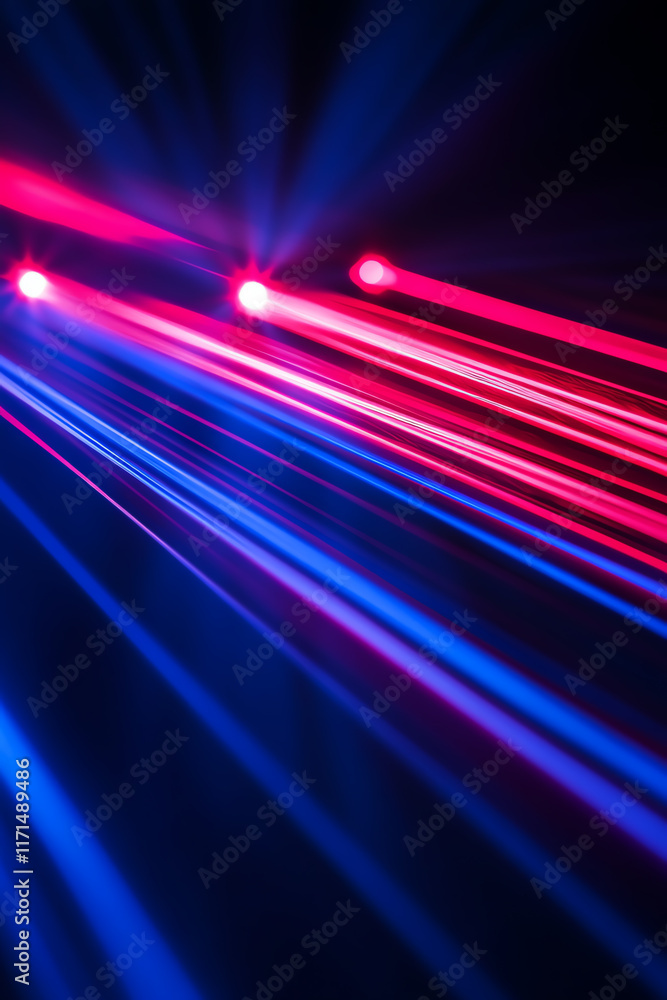 Aufkleber vibrant light beams in red and blue creating a dynamic visual effect against a dark background.