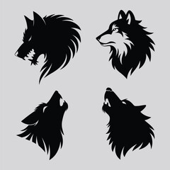 The animal of Wolf Head silhouette vector illustration design.