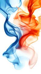 Obraz premium Flowing red and blue smoke on a white background, creating a mesmerizing abstract design.
