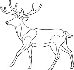 Reindeer one line continuous banner. Line art animal deer christmas concept banner