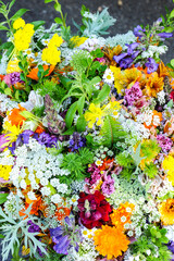 A beautiful arrangement of fresh flowers at a Northern California farmers market.
