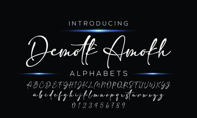 Classic typography serif font. Uppercase, lowercase, ligatures, ampersand, alternate, and number. Vector illustration word. Lettering Minimal Fashion Designs Romance Elegant.