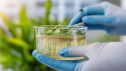 Laboratory technician performs bacteriological analysis with precision in a modern microlaboratory environment
