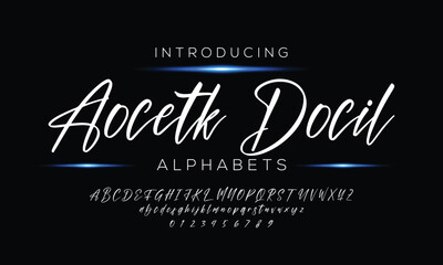 Classic typography serif font. Uppercase, lowercase, ligatures, ampersand, alternate, and number. Vector illustration word. Lettering Minimal Fashion Designs Romance Elegant.