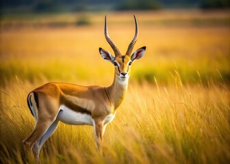Serengeti's subtle beauty: a Thomson's gazelle graces the grasslands, minimalist elegance in nature's frame.