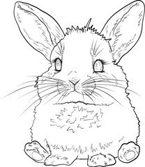 cute little easter bunny, outline isolated clipart