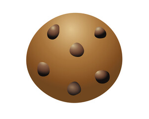 Fototapeta premium Isolated golden brown chocolate chip cookie, biscuit icon