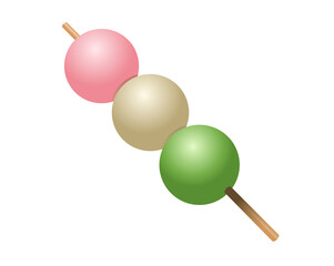 Japanese Sanshoku dango traditional sweet dumpling snack food icon