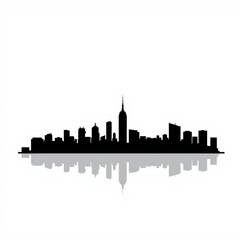 Fototapeta premium Silhouette of a ballerina dancing at sunset with city skyline in background skyline silhouette 