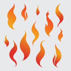Simple vector flame icons in flat style