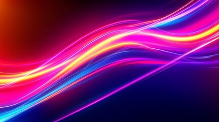 Obraz premium Neon glowing lines and magic energy in abstract space light concept, wallpaper design
