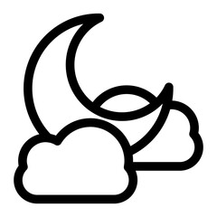 crescent moon clouds in sky line art icon. Vector illustration