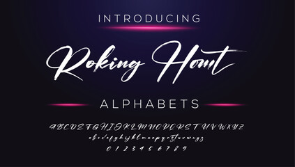 Classic typography serif font. Uppercase, lowercase, ligatures, ampersand, alternate, and number. Vector illustration word. Lettering Minimal Fashion Designs Romance Elegant.