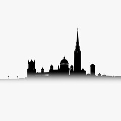 Obraz premium City skyline at dusk golden sunlight creates a mysterious atmosphere skyline silhouette 