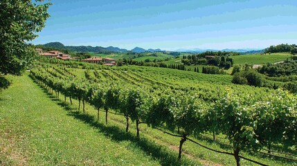 Fototapeta premium Golden Rolling Hills of Tuscany: Enchanting Vineyards and Olive Groves in Italy