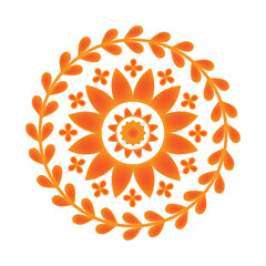The abstract flower design with a round mandala design