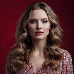 Naklejka premium Portrait Photo of Pretty Beautiful Woman on Colorful Background, Face Portrait on Colorful Background