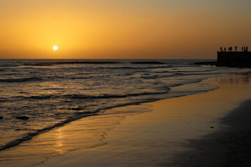 Tramonto sul Mare a Maspalomas a Gran Canaria in Spagna