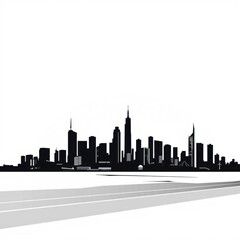 Obraz premium Colorful skyline illustration with tall buildings and greenery on a white background transparent background skyline silhouette 