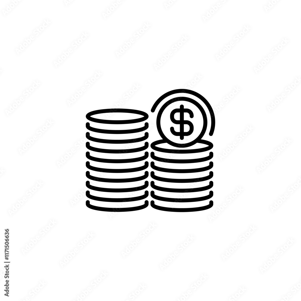 Poster coin stack line icon. linear style sign for mobile concept and web design. outline vector icon.