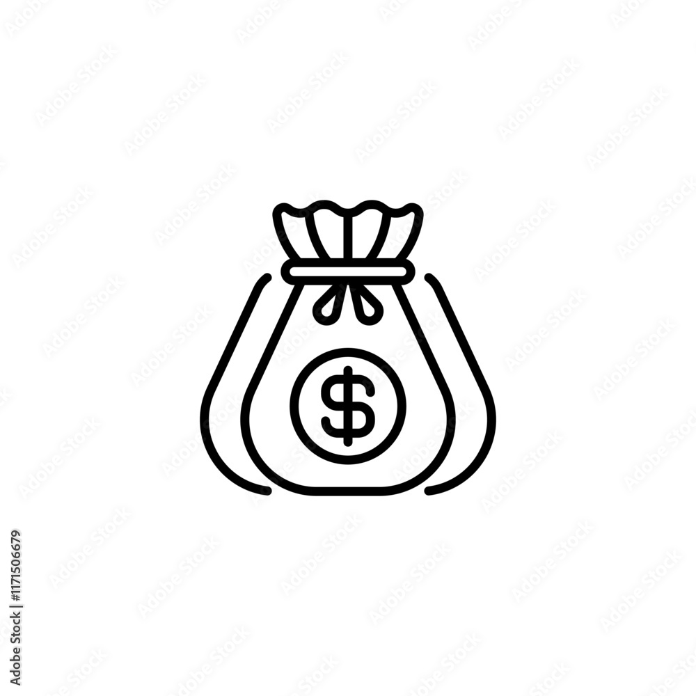 Poster money bag line icon. linear style sign for mobile concept and web design. outline vector icon.