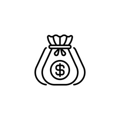 Money Bag Line Icon. linear style sign for mobile concept and web design. Outline vector icon.