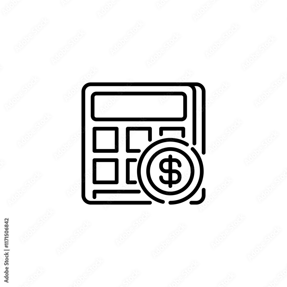 Poster investment calculator glyph icon. linear style sign for mobile concept and web design. outline vecto