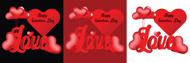 Golden Love lettering and calligraphy with cute heart,ribbon,arrow and golden twinkle star on red,pink and cream background.Valentine's day template or background for Love and Valentine's day