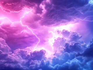 Fototapeta premium Supercell Storm Lightning Strikes Thunderstorm Region Weather Report Atmospheric Turbulence Dramatic View Extreme Weather Impact