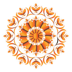  orange Color abstract mandala with a round ornament design