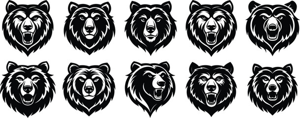 Bear head logo design. Grizzly icon vector illustration graphic.