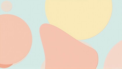 Abstract geometric shapes in pastel colors arranged in a harmonious composition.