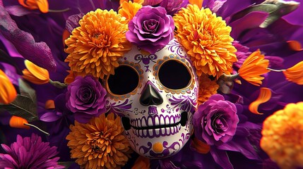Vibrant Day of the Dead Skull A Mexican Celebration