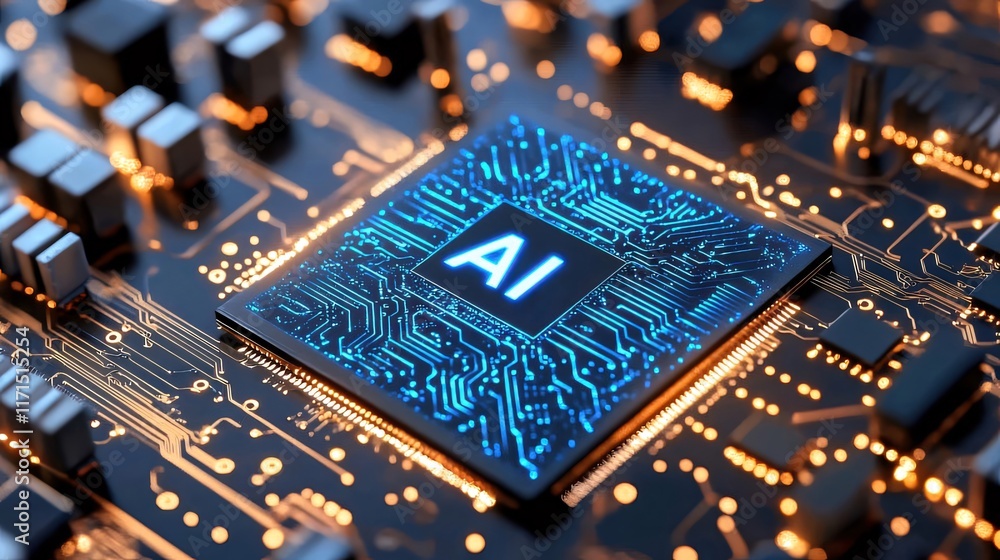 Poster ai microprocessor on circuit board.