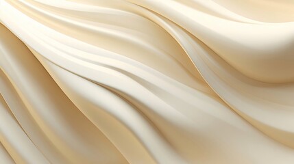 Abstract creamy beige fabric waves, elegant flowing textile texture background.