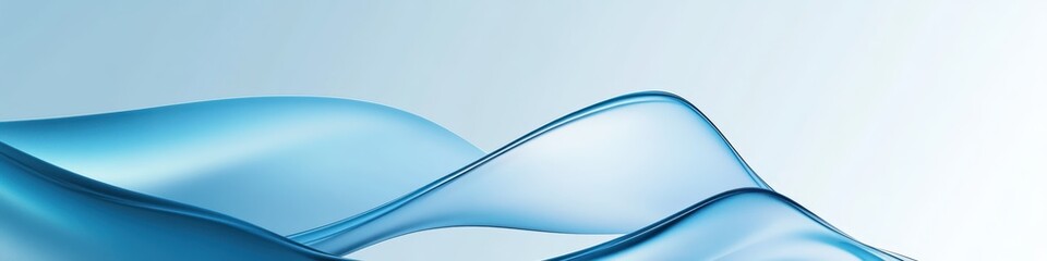 Obraz premium Abstract waves, flowing curves, light blue and white gradient, smooth lines, transparent layers, fluid motion, minimalist design, soft blending, ethereal atmosphere, gentle ripples, aquatic theme, sea