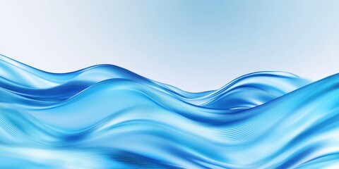 Abstract blue waves, flowing curves, dynamic motion, white background, smooth gradient, fluid design, minimalist composition, cool tones, sleek modern aesthetic, soft transitions, wavy lines, elegant 