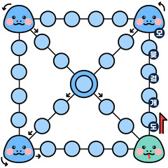새해 설날 전통놀이 윷가락 윷놀이 윷판 일러스트